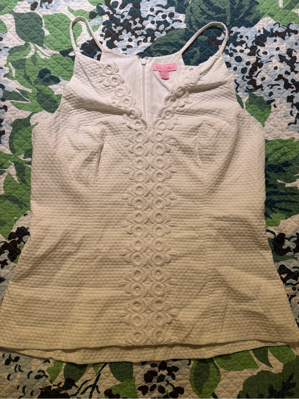 White Embroidered Spaghetti Strap Top